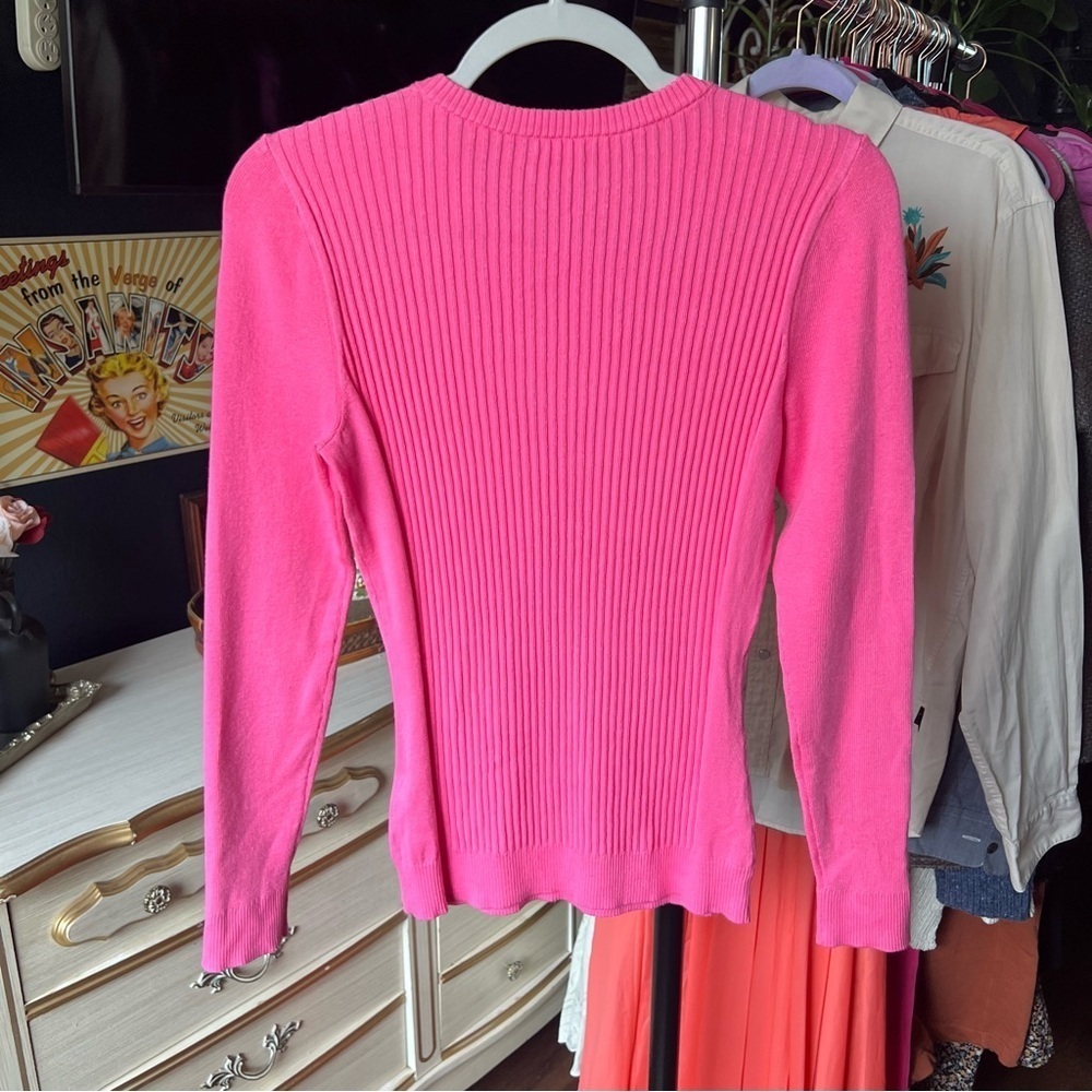 J.McLaughlin Pink Ribbed Sweater Small - Picture 6 of 6